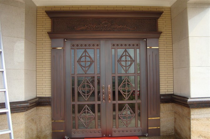 中式拼接玻璃铜门
