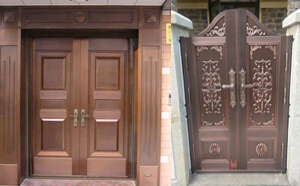 青岛别墅铜门安装案例